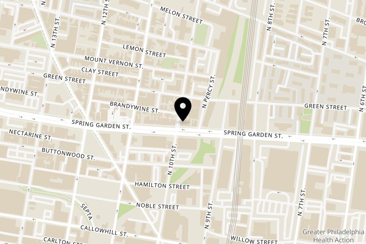 Map showing the location of New Indian Sizzler on 939 Spring Garden St in Philadelphia